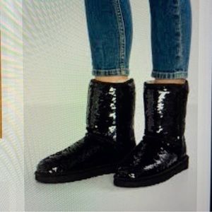 Classic black sequin Uggs. 8